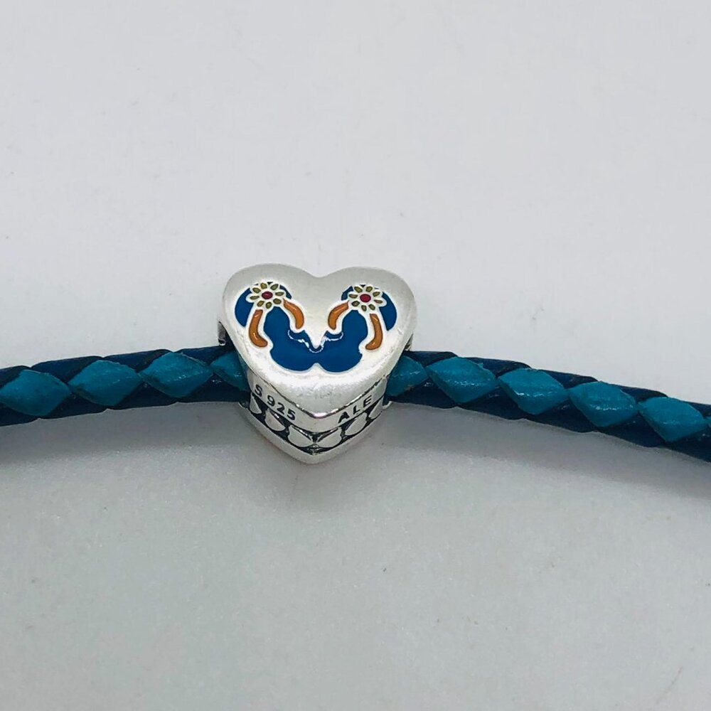 ✨✨Pandora Daytona Beach Florida Heart Charm Flip flop Bead Pendant